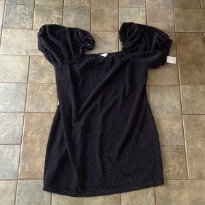 Ophelia Roe black, puff sleeve bodycon dress, size 2x. NWT